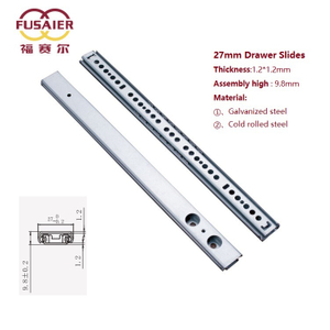 Foshan Fusaier Customization OEM 27mm Two-Folds Ball Beraing Furniture Hardware Drawer Slider Furniture Accessories Telescopic Channel 