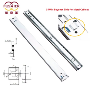 Full Extension Bayonet Basket Drawer Sliders 25kg 56LB Ball Bearing Hanging Basket Telescopic Channel For Metal Cabinet Box