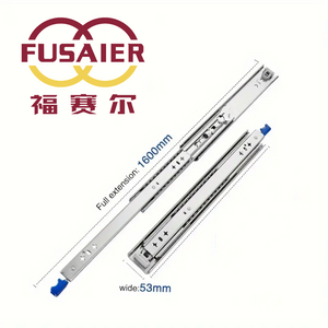 High Quality 53mm Width Full-Extension Soft Closing Building Hardware Telescopic Channels 3-folds Buffer High Loading Capacity 100kgs Drawer Slides