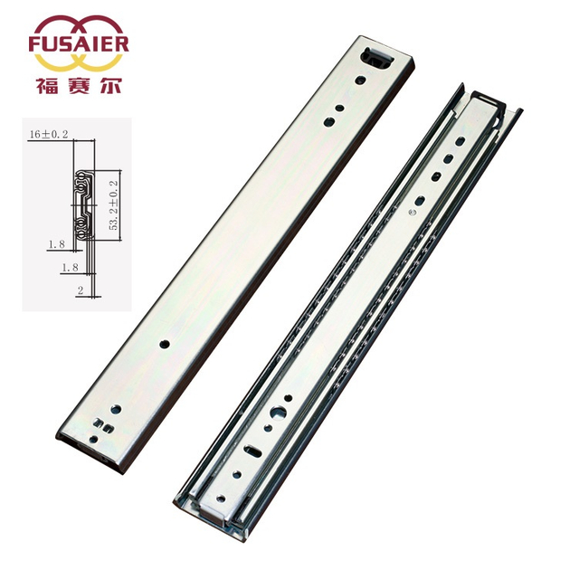 Fusaier Hardware Furniture 53mm Side Mount Telescopic Drawe Channel Drawer Slide Rail