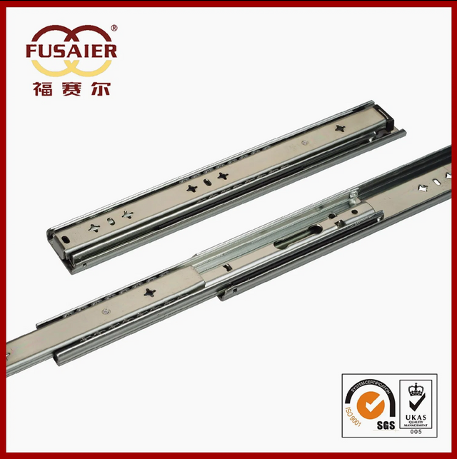 Hot Selling 53mm Width Full-Extension Soft Closing Building Hardware 3-folds Buffer High Loading 100kgs Capacity Drawer Slides