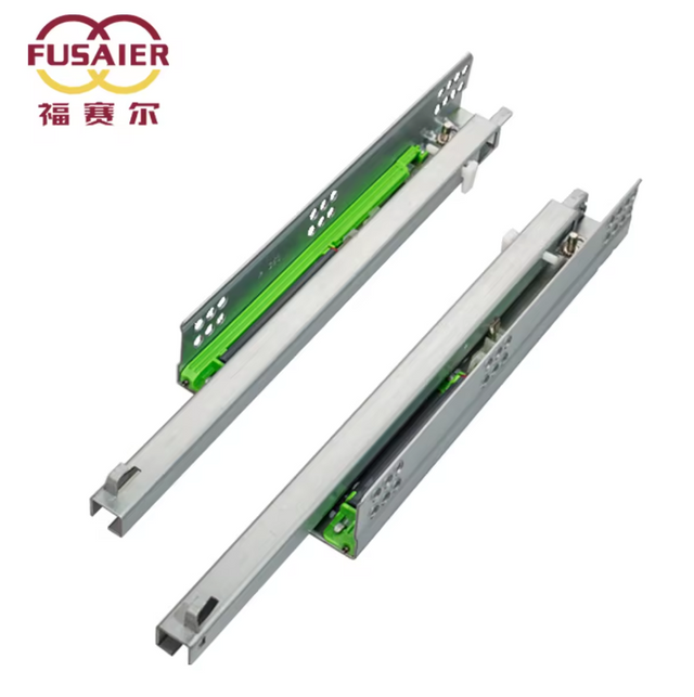 Free Hand Light Push Open Undermount Single Extension Push To Open Concealed Drawer Sliders Bottom Mount Press Slide Out Drawer Telescopic Rails