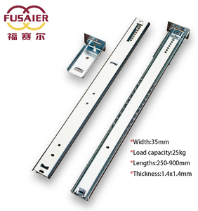 Strong Drawing Rear Mounting Brackets Ball Bearing Drawer Sliders 2 Fold Telescopic Rails For Kitchen Cabinet